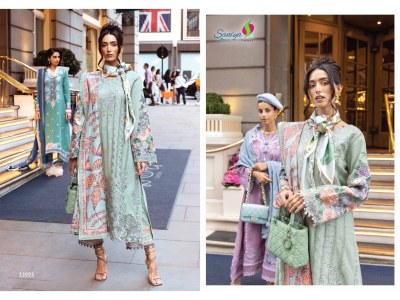 Saniya Trendz by Noorchikankari vol 13 embroidered unstitched Pakistani suit catalogue at low rate pakistani suit catalogs
