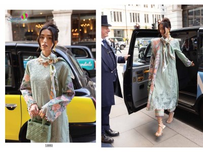 Saniya Trendz by Noorchikankari vol 13 embroidered unstitched Pakistani suit catalogue at low rate pakistani suit catalogs