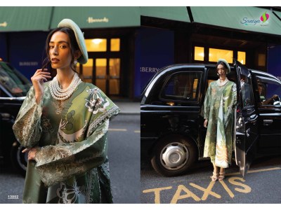 Saniya Trendz by Noorchikankari vol 13 embroidered unstitched Pakistani suit catalogue at low rate pakistani suit catalogs