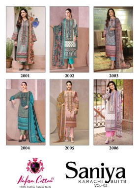 Saniya karachi suit vol 2 by Nafisha Cotton digital printed unstitched suit collection  dress material catalogs
