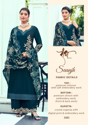 Sanjh by Radha Trends Premium chinon heavy embroidered unstitched pakistani suit catalogue at low rate pakistani suit catalogs
