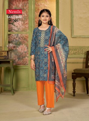 Sanjivani kids vol 1 by Nemis reyon printed fancy readymade suit catalogue at affordable rate readymade suit catalogs