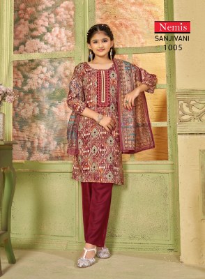 Sanjivani kids vol 1 by Nemis reyon printed fancy readymade suit catalogue at affordable rate readymade suit catalogs