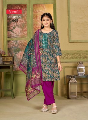 Sanjivani kids vol 1 by Nemis reyon printed fancy readymade suit catalogue at affordable rate readymade suit catalogs