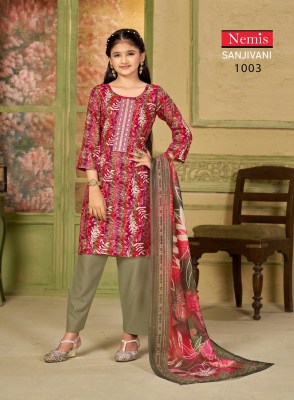 Sanjivani kids vol 1 by Nemis reyon printed fancy readymade suit catalogue at affordable rate readymade suit catalogs