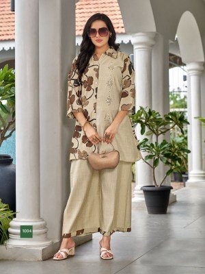 Sankheswar Lily Vol 2 Women   s Cord Set with Sarara  Vertical Print Top And Heavy Vertical Work Bottom  Elegant Handwork Design Wholesale co ord set catalogs