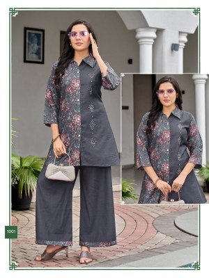 Sankheswar Lily Vol 2 Women   s Cord Set with Sarara  Vertical Print Top And Heavy Vertical Work Bottom  Elegant Handwork Design Wholesale co ord set catalogs