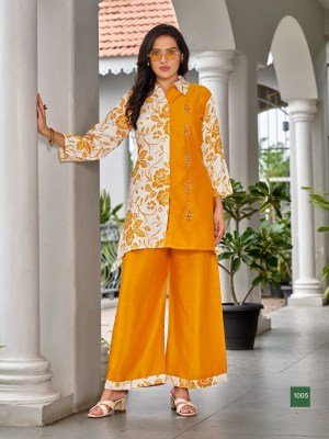 Sankheswar Lily Vol 2 Women   s Cord Set with Sarara  Vertical Print Top And Heavy Vertical Work Bottom  Elegant Handwork Design Wholesale co ord set catalogs