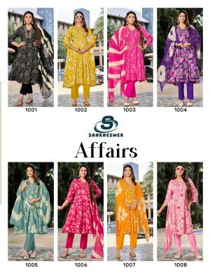 Sankheswer Impex Affeirs Vol 1 collection featuring Premium Rayon Foil Print Anarkali Bottom And dupatta  Wholesale kurtis catalogs
