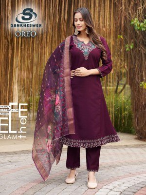 Sankheswer Impex Orio Vol 1 Vertican A Line 3 Piece Suit Set readymade suit catalogs
