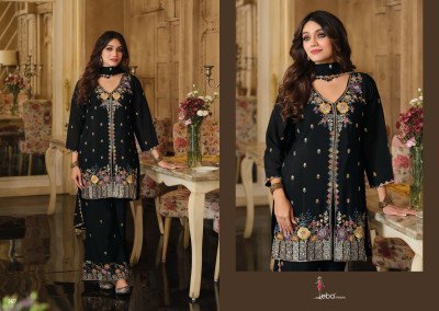 Sanvi Black And White Chinon Embroidered Plazo Suit  Eba Lifestyle readymade suit catalogs