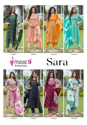 Sara Vol 14 by Mystic 9 reyon capsule Nayra cut foil printed readymade suit collection with wholesale price readymade suit catalogs