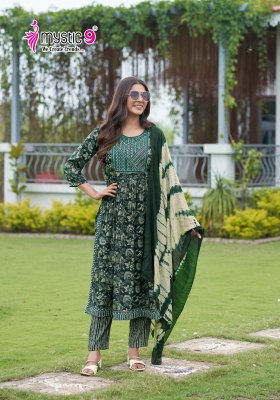Sara Vol 14 by Mystic 9 reyon capsule Nayra cut foil printed readymade suit collection with wholesale price readymade suit catalogs