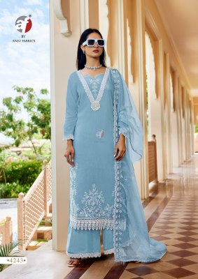 Sargam 2 by anju fabric pure muslin Light colour top with bottom and dupatta in low rate readymade suit catalogs