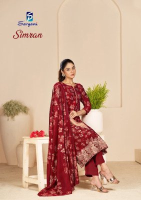 Sargam Simran Pure Viscose Modal Muslin Unstitched Dress Material with Foil Print Embroidered Dupatta Wholesale dress material catalogs