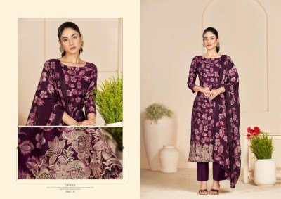 Sargam Simran Pure Viscose Modal Muslin Unstitched Dress Material with Foil Print Embroidered Dupatta Wholesale dress material catalogs