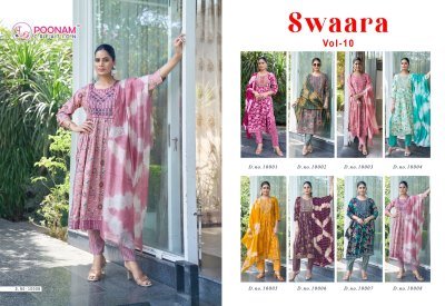Sawaraa vol 10 by poonam foil printed capsule fabric fancy suit collection in amavi expo readymade suit catalogs