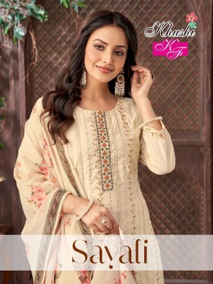 Sayali by K F Roman Silk Embroidered Top bottom and dupatta catalogue at amavi expo Amavi