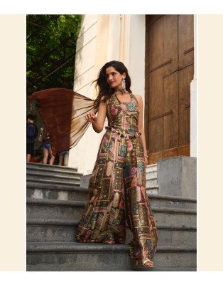 Sayuri Banarsi 3 Piece Co-Ord Set Wholesale Viscose Jacquard Silk Palazzo Set readymade suit catalogs