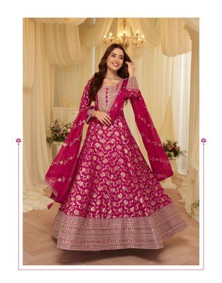 Sayuri Designer Aaradhana Pure Viscose Jacquard Silk Embroidered Gown readymade suit catalogs