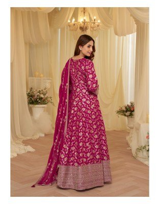 Sayuri Designer Aaradhana Pure Viscose Jacquard Silk Embroidered Gown readymade suit catalogs