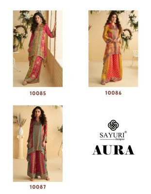 Sayuri Designer Aura Fabric Real Premium Digital Crepe Silk with Mirror Work Cord Set Wholesale co ord set catalogs