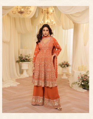 Sayuri Designer Avantika Premium Real Georgette Sharara Suit with Zarkan Work readymade suit catalogs