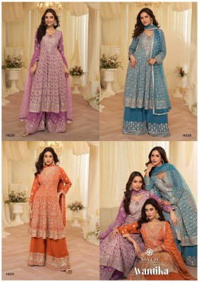 Sayuri Designer Avantika Premium Real Georgette Sharara Suit with Zarkan Work readymade suit catalogs