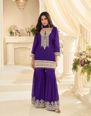 Sayuri Designer Bansuri Premium Georgette Gharara Suit Set fancy sharara suit Catalogs