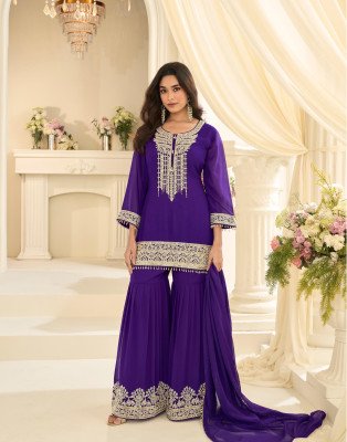 Sayuri Designer Bansuri Premium Georgette Gharara Suit Set fancy sharara suit Catalogs