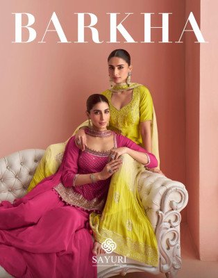  Sayuri Designer Barkha Premium Chinon Silk Embroidered Mirror Work Short Kurti with Plazzo And Dupatta Wholesale kurtis catalogs