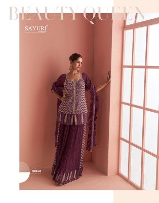  Sayuri Designer Barkha Premium Chinon Silk Embroidered Mirror Work Short Kurti with Plazzo And Dupatta Wholesale kurtis catalogs