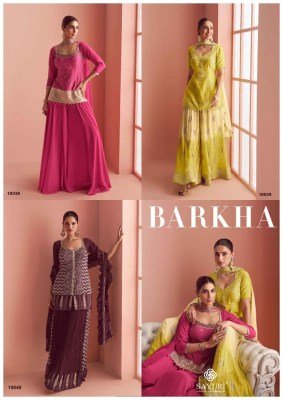  Sayuri Designer Barkha Premium Chinon Silk Embroidered Mirror Work Short Kurti with Plazzo And Dupatta Wholesale kurtis catalogs