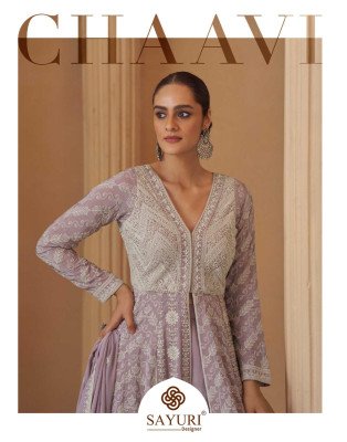 Sayuri Designer Chaavi Real Georgette Lucknavi Chikankari Plazzo Suit Sayuri designer 