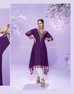 Sayuri Designer Chahat Premium Real Silk Kurti Trendy Embroidered Style with Hand Moti Detailing Wholesale kurtis catalogs