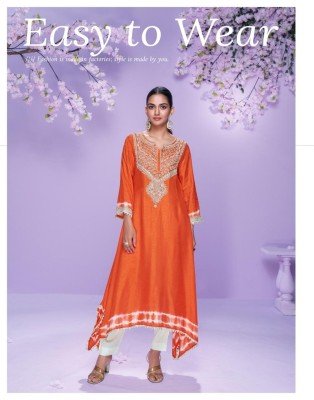 Sayuri Designer Chahat Premium Real Silk Kurti Trendy Embroidered Style with Hand Moti Detailing Wholesale kurtis catalogs