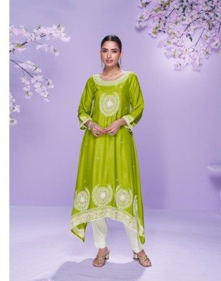 Sayuri Designer Chahat Premium Real Silk Kurti Trendy Embroidered Style with Hand Moti Detailing Wholesale kurtis catalogs