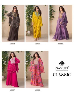 Sayuri Designer Classic Premium Chinon Silk Embroidered Poncho Top with Plazzo Wholesale kurtis catalogs