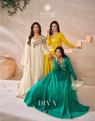Sayuri Designer Diva Design No 5488 5489 5490 Premium Silk Readymade Gown Dress Wholesale Sale gown catalogs