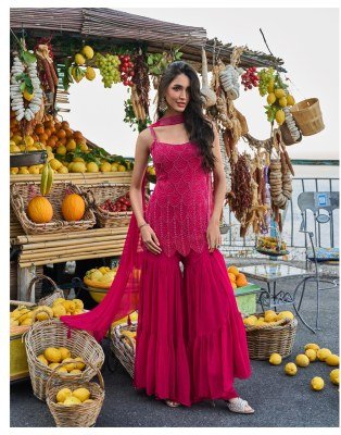 Sayuri Designer Divya Georgette Spaghetti Suit Set Buy Online readymade suit catalogs