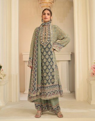 Sayuri Designer Ehsaas Natural Crepe Silk Kurti Plazzo with Dupatta readymade suit catalogs
