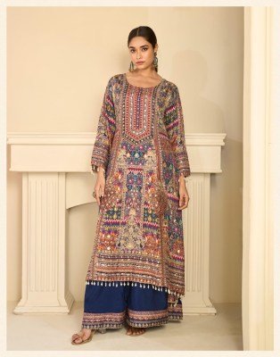 Sayuri Designer Ehsaas Natural Crepe Silk Kurti Plazzo with Dupatta readymade suit catalogs