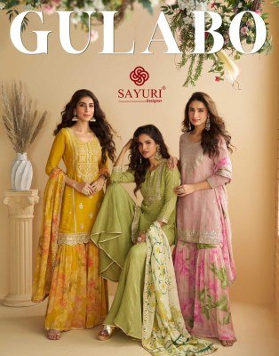Sayuri Designer Gulabo  Premium Real Chinon Silk Embroidered Top with Plazzo And Dupatta Wholesale kurtis catalogs