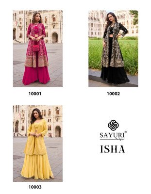 Sayuri Designer Isha Premium Georgette Shrug Set Heavy Embroidery And Bead Work, Matching Blouse And Palazzo Wholesale kurtis catalogs