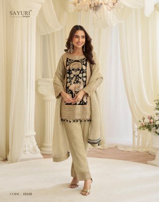 Sayuri Designer Jinayaa Premium Crepe Silk And Simar Silk Suite Set readymade suit catalogs