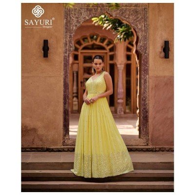 Sayuri Designer Kavya Georgette Readymade Gown Dress Wholesale Price  readymade suit catalogs