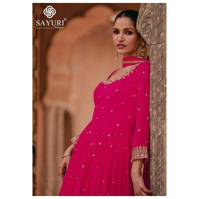 Sayuri Designer Kavya Georgette Readymade Gown Dress Wholesale Price  readymade suit catalogs