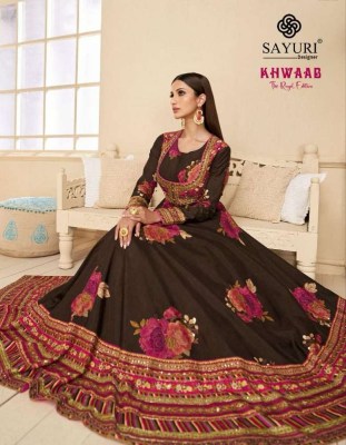 Sayuri Designer Khwaab Real Georgette Embroidered Party Wear Readymade Gown Dress Wholesale rate in Surat   kurtis catalogs