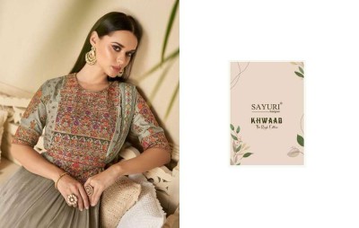 Sayuri Designer Khwaab Real Georgette Embroidered Party Wear Readymade Gown Dress Wholesale rate in Surat   kurtis catalogs