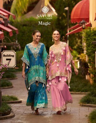 Sayuri Designer Magic Catalog Free Size Stitched Kaftan with Gharara Wholesale Product Sayuri designer 